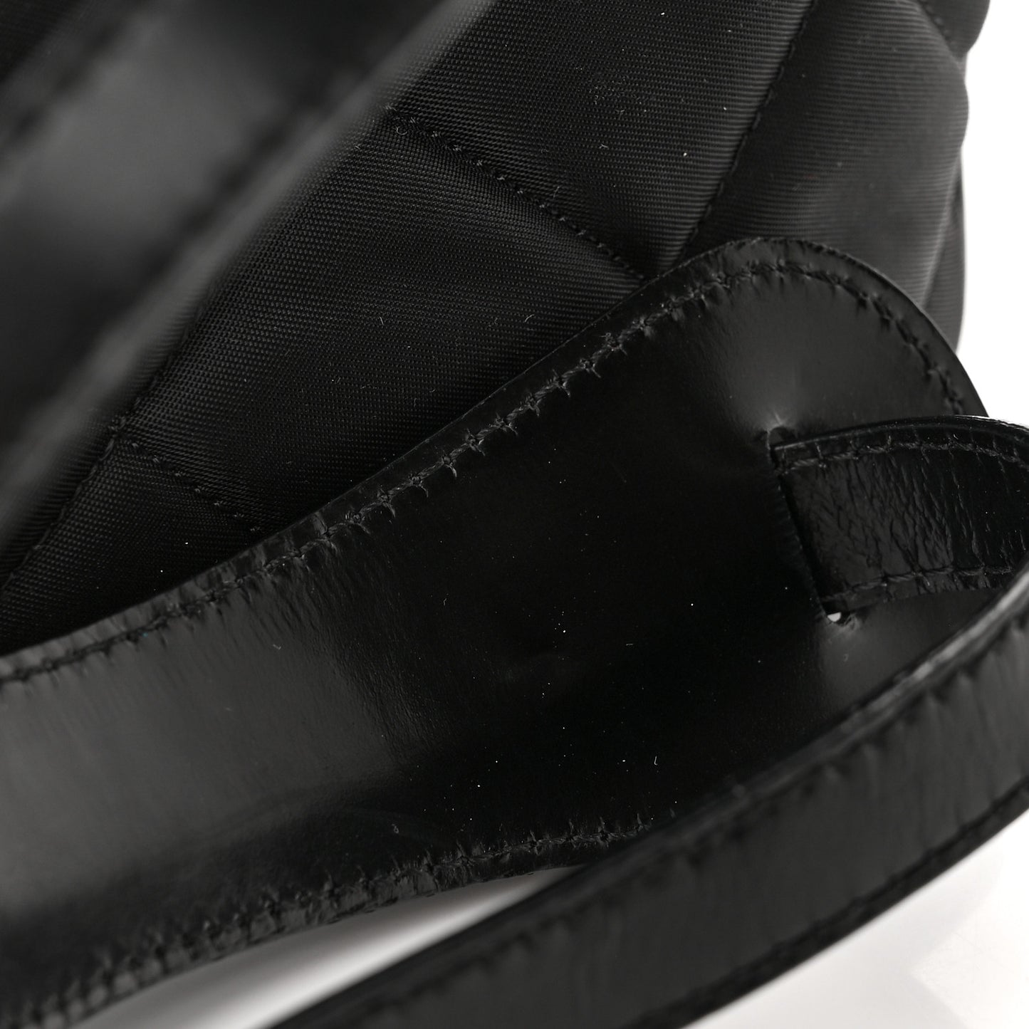 Nylon Calfskin Quilted Crossbody Bag Black