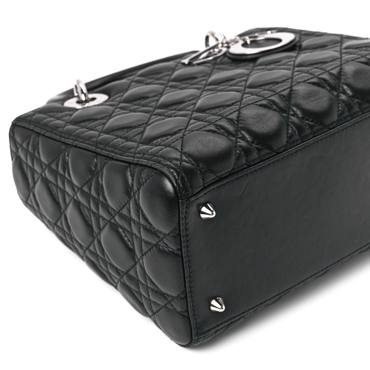 Christian Dior Lambskin Cannage Medium Lady Dior Black 10 of 11