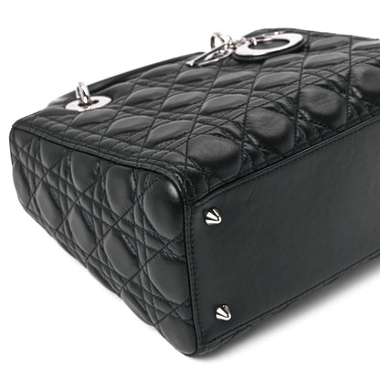 Christian Dior Lambskin Cannage Medium Lady Dior Black 10 of 11