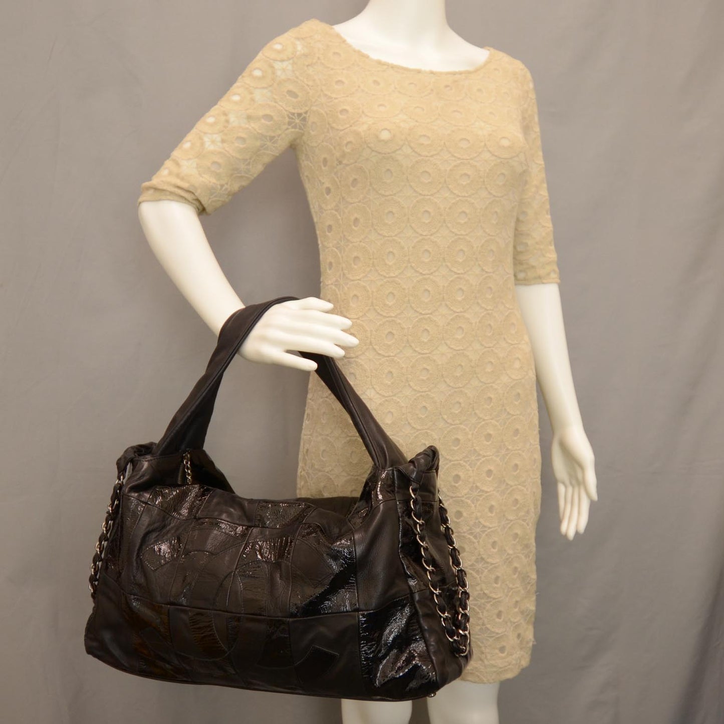 Patent Patchwork Brooklyn Hobo Black
