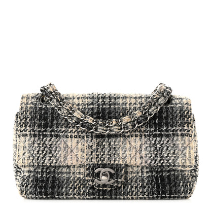 Chanel Tweed Quilted Medium Double Flap Beige White Black 1 of 10