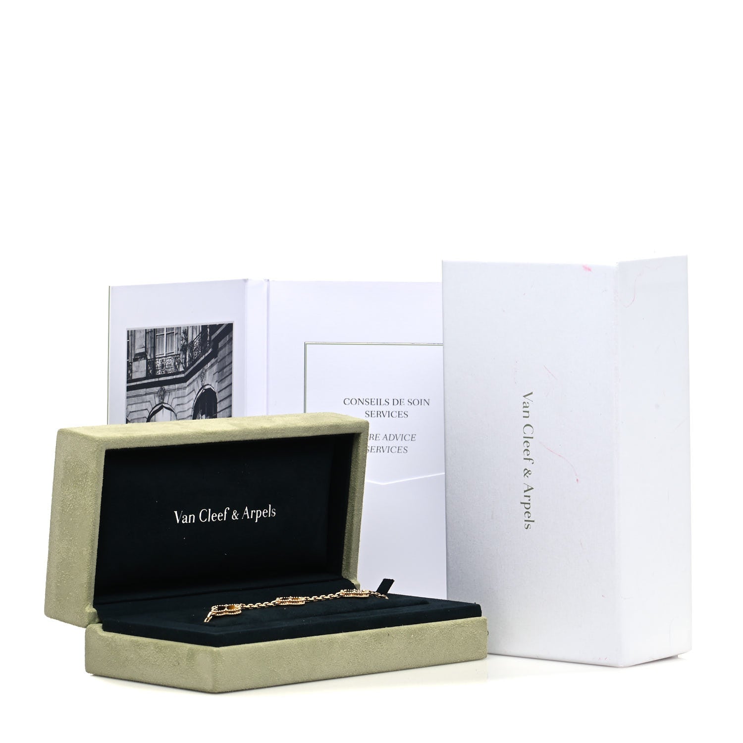 Van Cleef & Arpels 18K Yellow Gold Tiger Eye 5 Motifs Vintage Alhambra Bracelet 6 of 6
