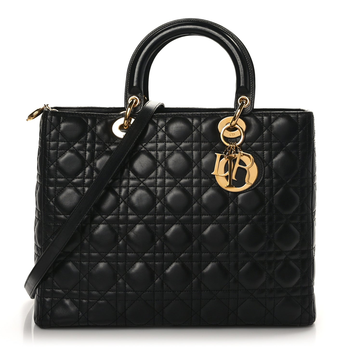 Lambskin Cannage Large Lady Dior Black