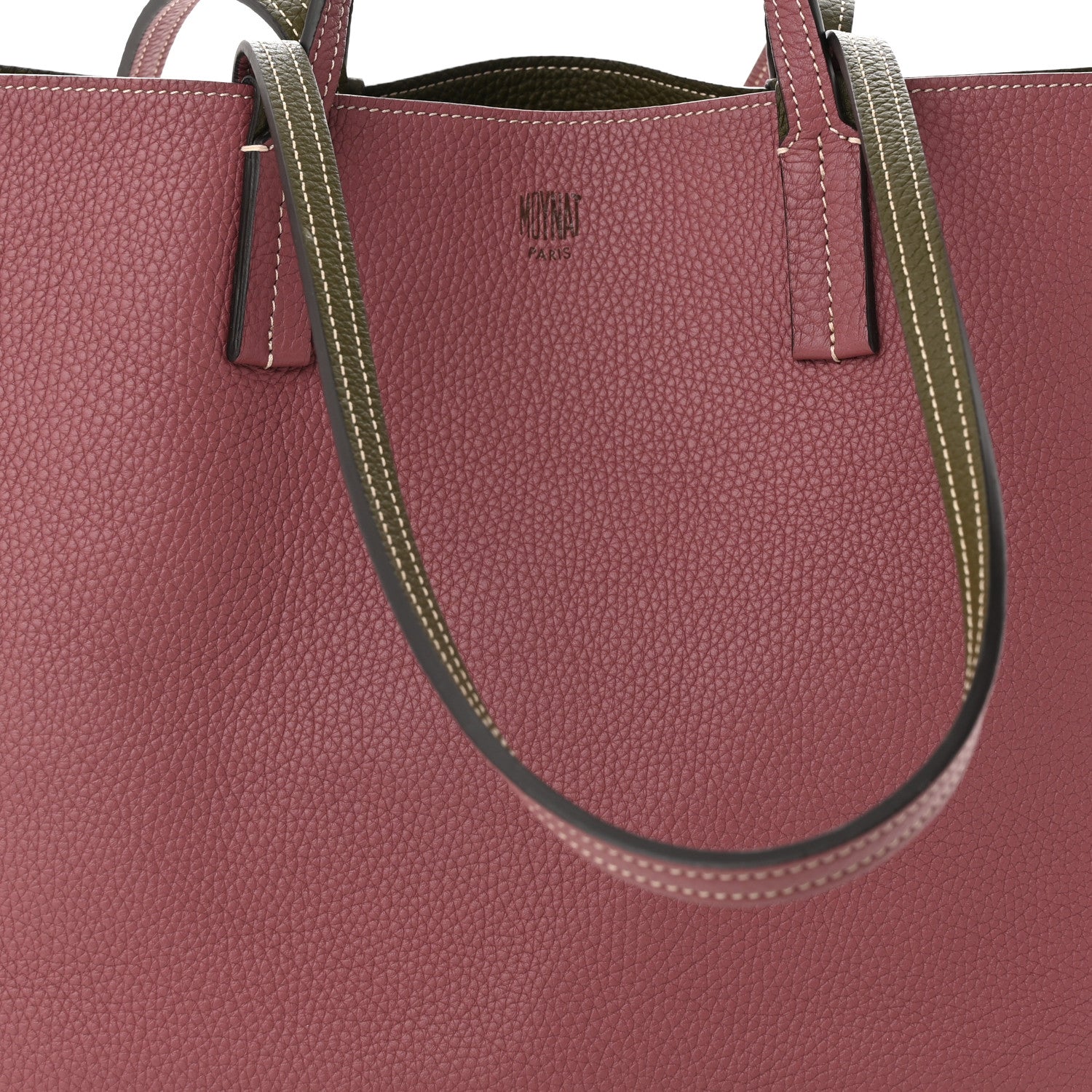 Moynat Taurillon Blush Calfskin Reversible Tote Dark Green Pink 11 of 16