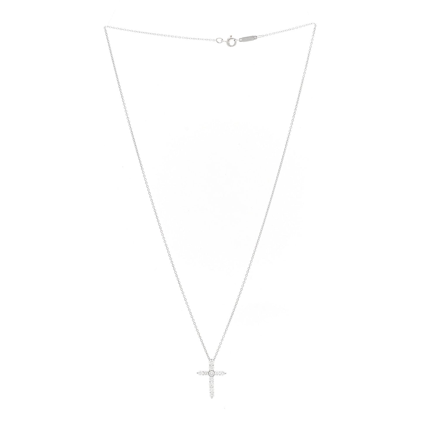 Platinum Diamond Small Cross Pendant Necklace