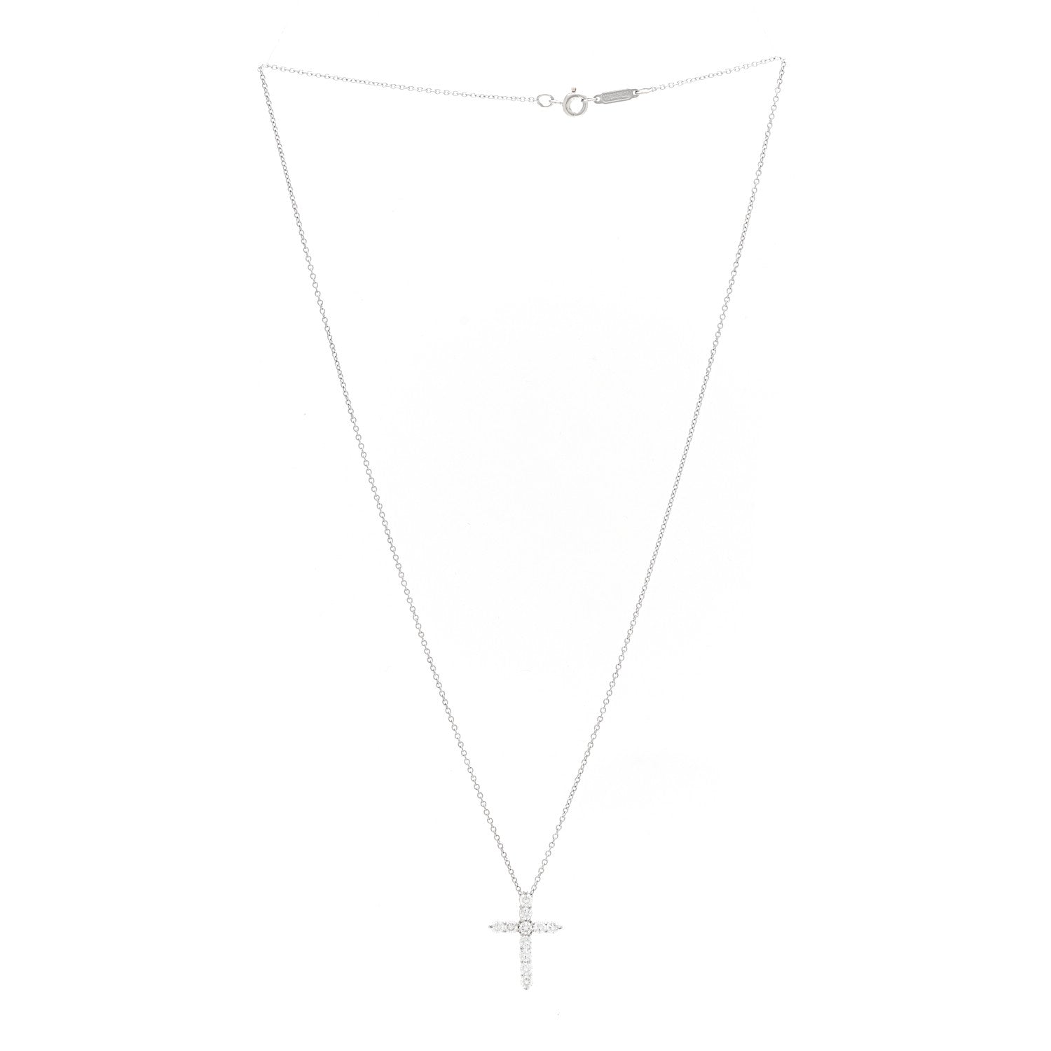 Tiffany Platinum Diamond Small Cross Pendant Necklace 3 of 8