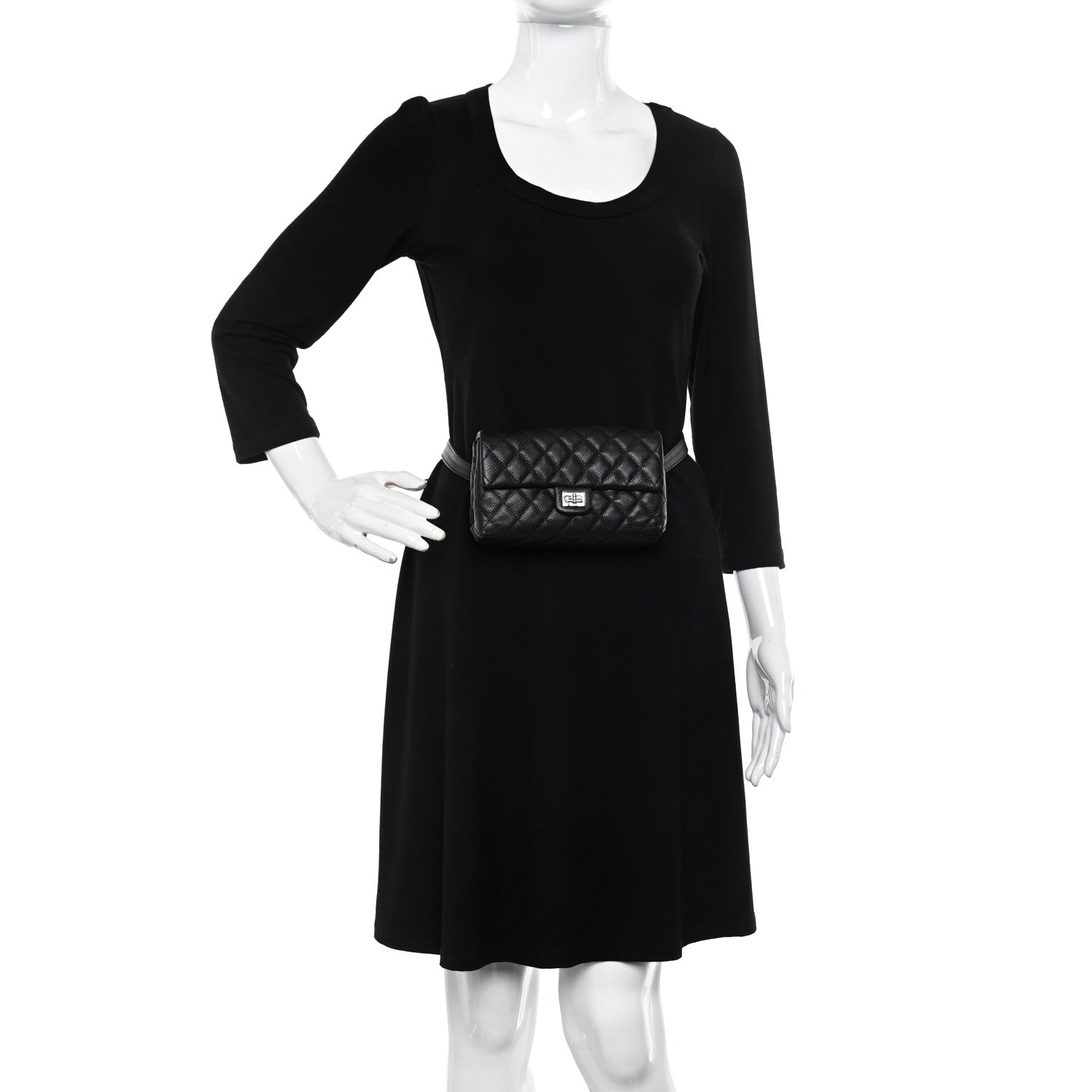 Chanel Grained Calfskin Quilted 2.55 Reissue Flap Belt Bag Clutch Black 2 of 12