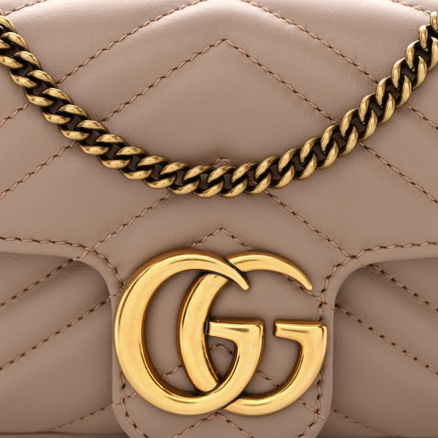 Gucci Calfskin Matelasse Super Mini GG Marmont Shoulder Bag Porcelain Rose 8 of 10