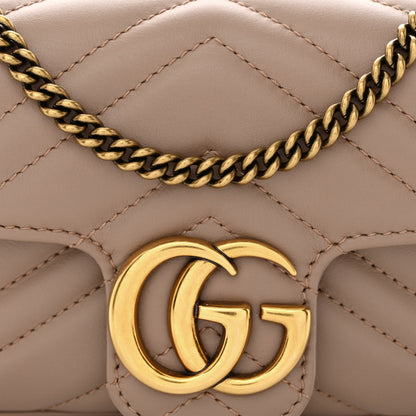 Gucci Calfskin Matelasse Super Mini GG Marmont Shoulder Bag Porcelain Rose 8 of 10