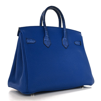 Hermes Togo Matte Alligator Birkin Touch 25 Bleu Royal 3 of 18