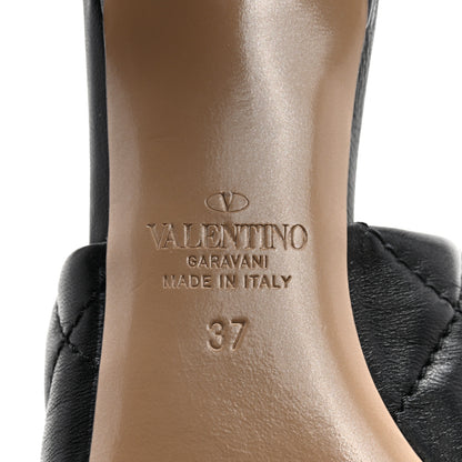 Valentino Garavani Nappa Quilted Roman Stud 65mm Slide Sandals 37 Black 16 of 24