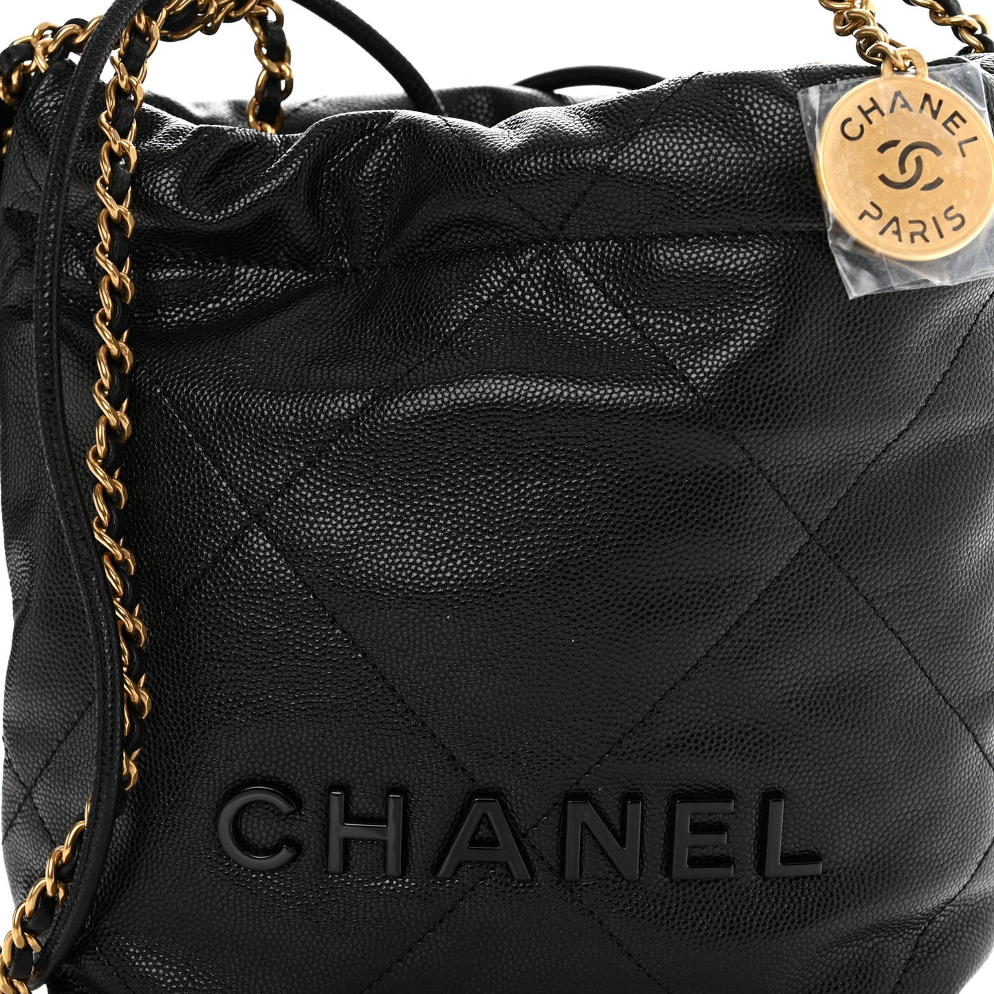 Shiny Caviar Quilted Monochrome Mini Chanel 22 Black