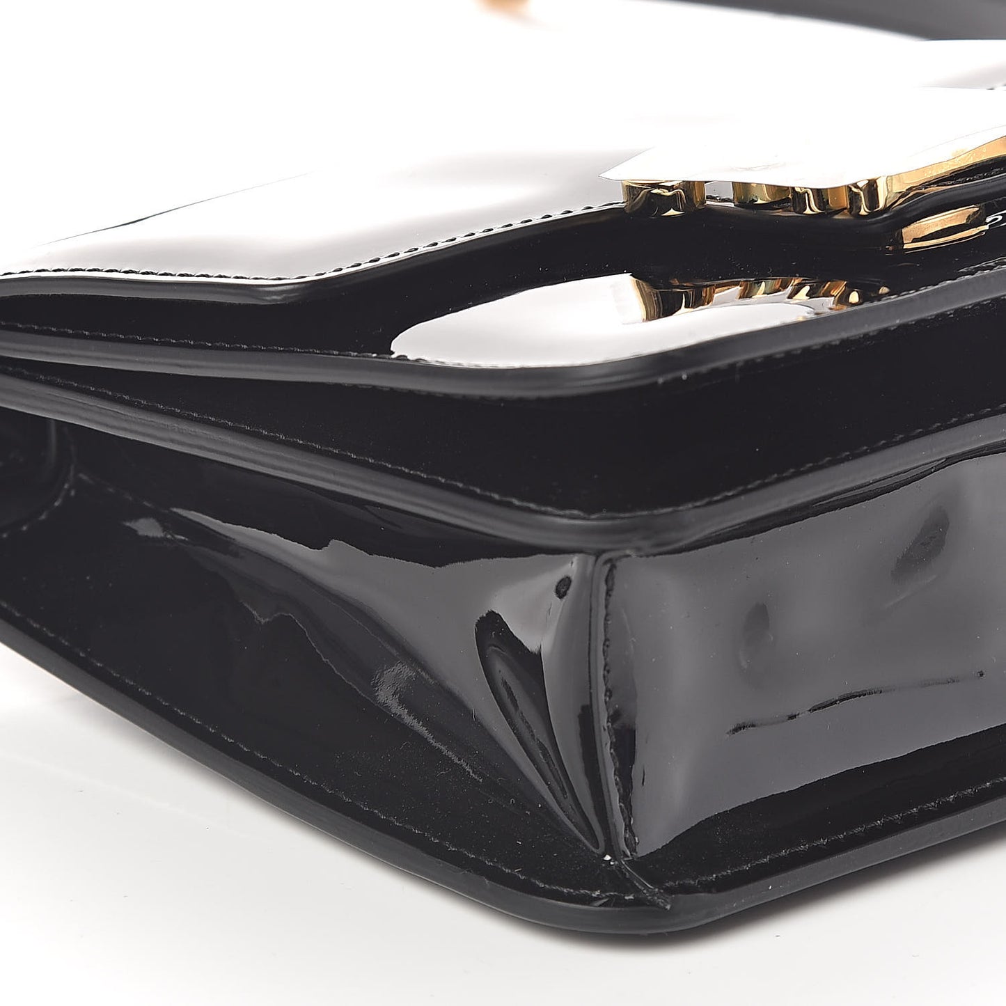 Vitello Vernice Mou Karligraphy Crossbody Bag Black