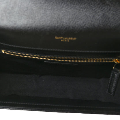 Saint Laurent Grain De Poudre Textured Mixed Matelasse Large Triquilt Monogram Satchel Black 4 of 8