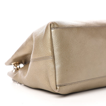 Gucci Metallic Pebbled Calfskin Medium Soho Chain Shoulder Bag Golden Beige 10 of 13