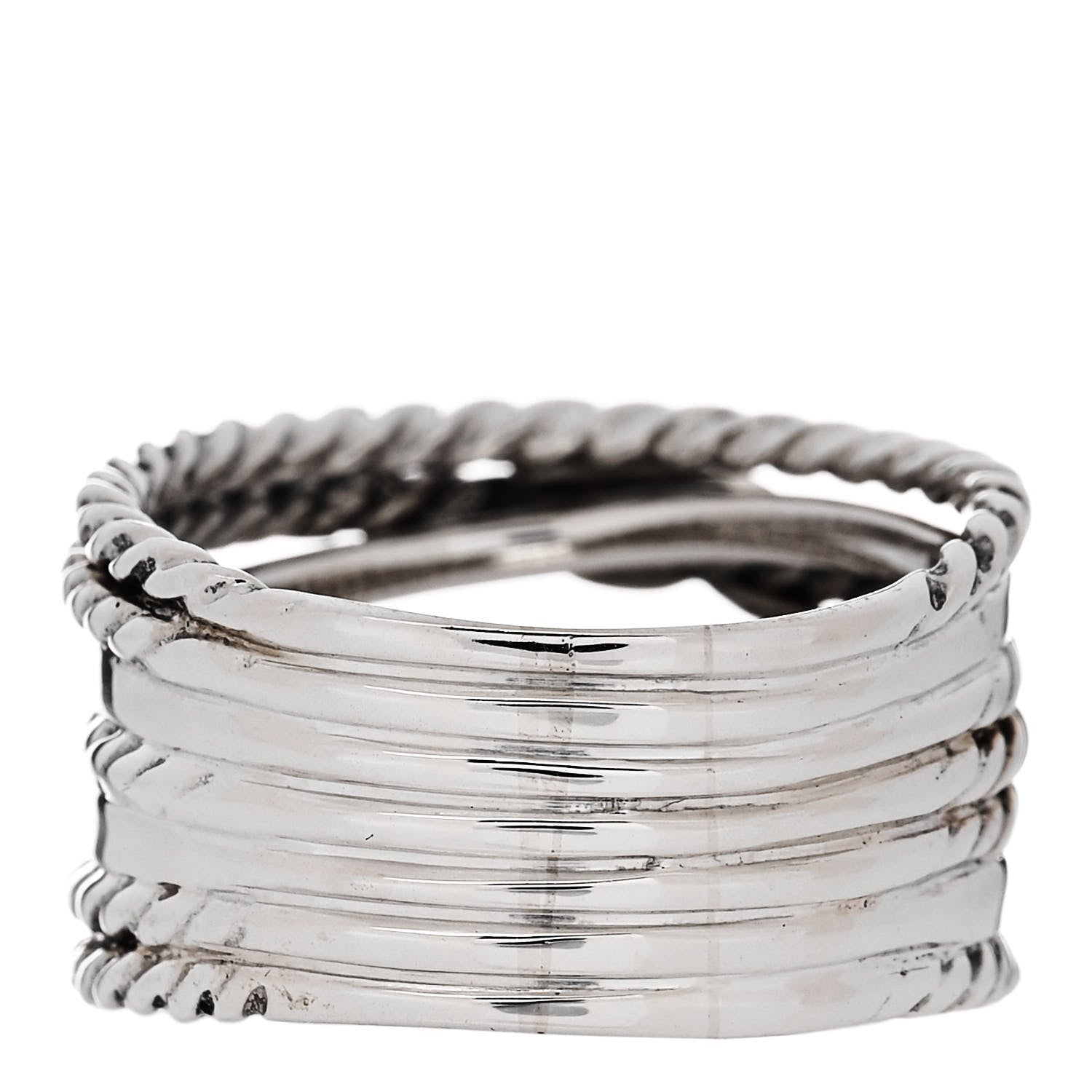 David Yurman Sterling Silver 18K Yellow Gold Double X Crossover Ring 56 7.75 3 of 4