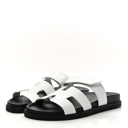 Hermes Calfskin Womens Chypre Sandals 38 White 3 of 9