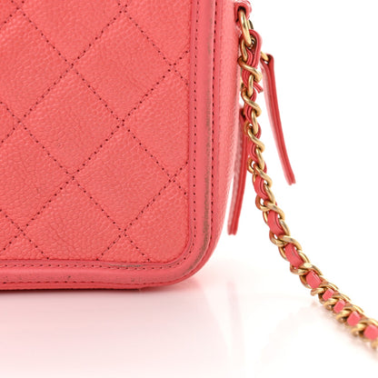 Chanel Caviar Quilted Small CC Filigree Vanity Case Coral 13 of 18