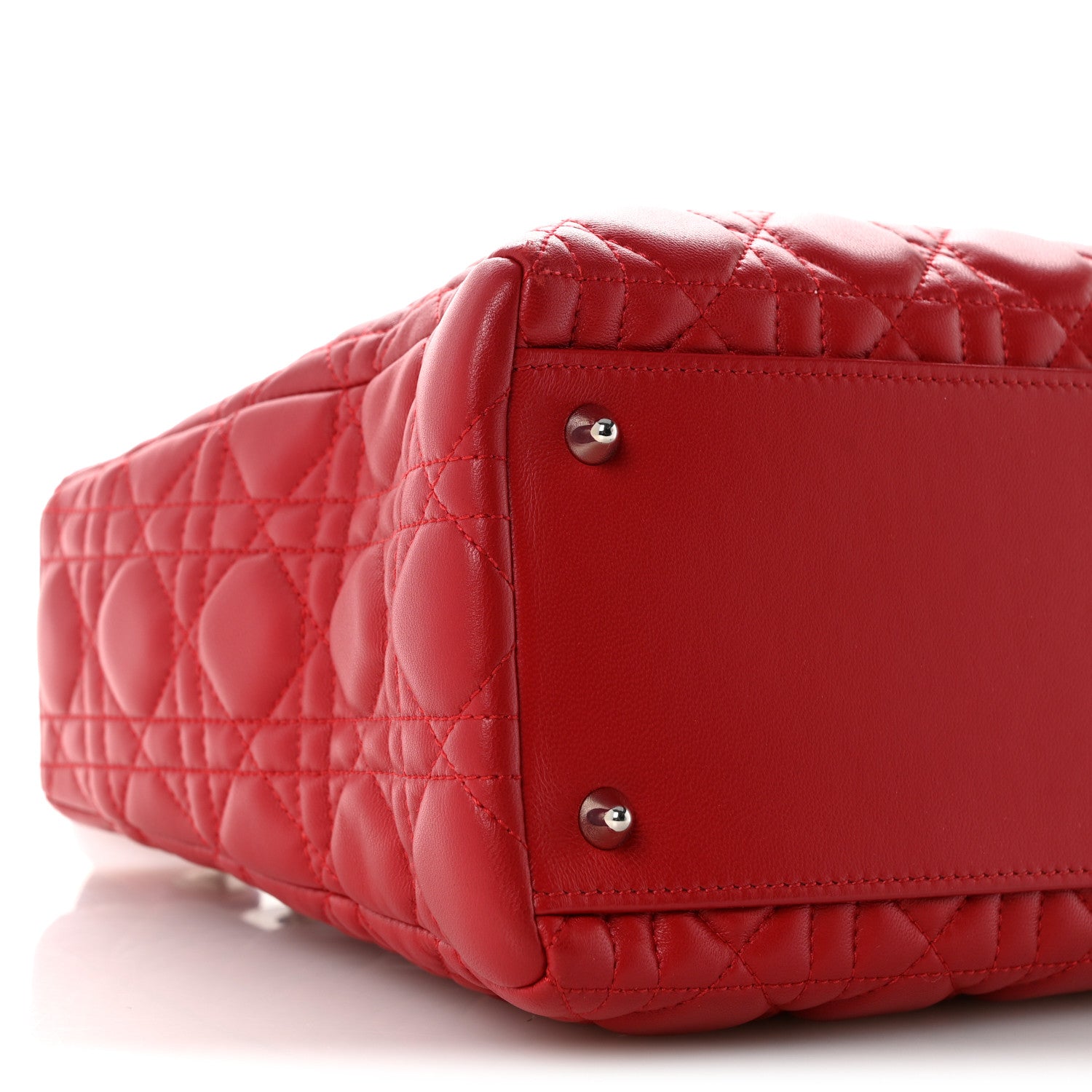 Christian Dior Lambskin Cannage Medium Lady Dior Red 9 of 14