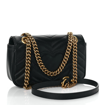 Gucci Calfskin Matelasse Mini GG Marmont Shoulder Bag Black 3 of 10