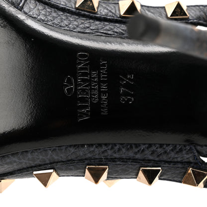 Valentino Garavani Pebbled Calfskin Rockstud Ankle Strap 100mm Pumps 37.5 Deep Denim 7 of 10
