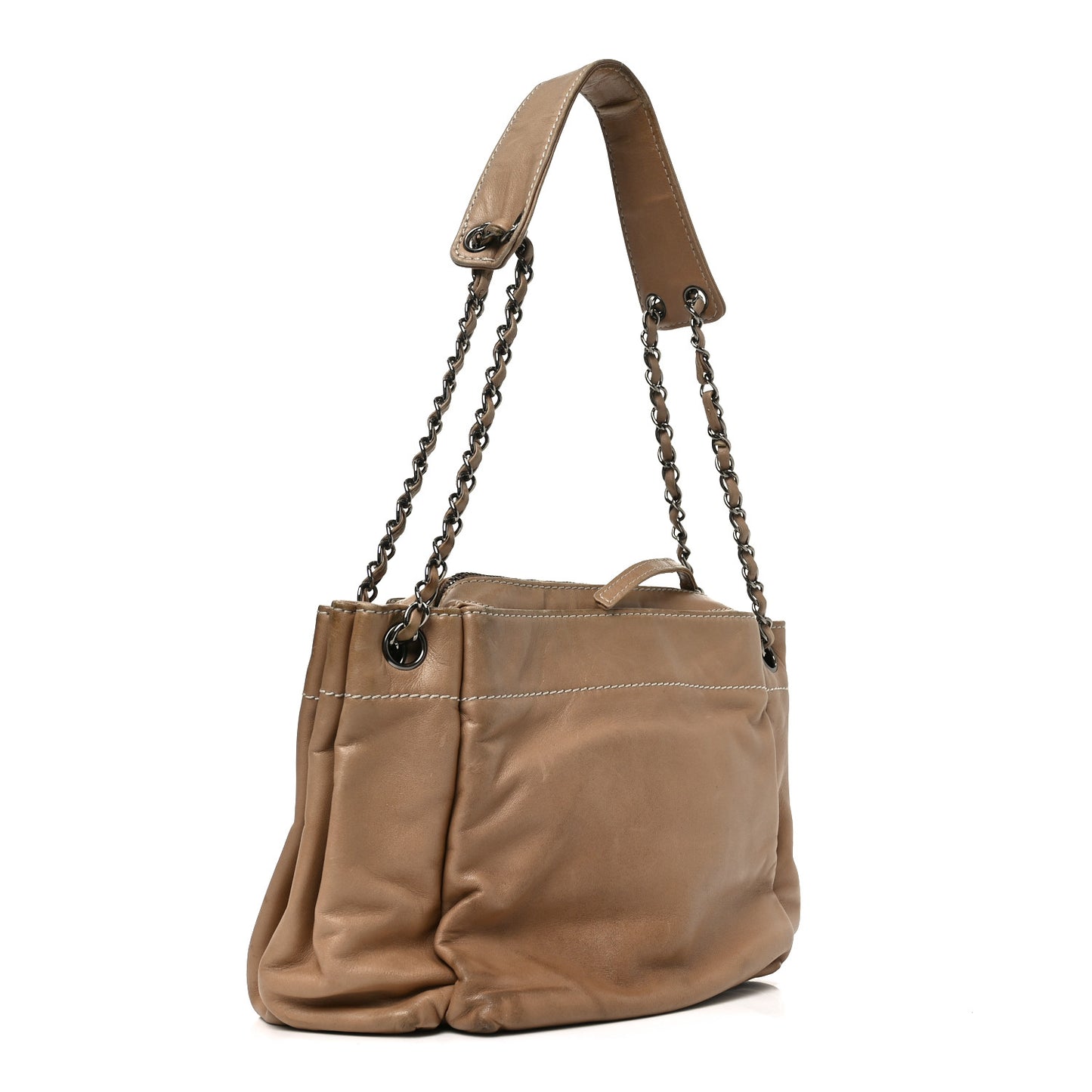 Lambskin Lax Accordion Hobo Beige