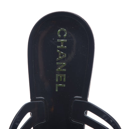 Chanel Jelly Quilted Camellia Thong Sandals 36 Black 6 of 8