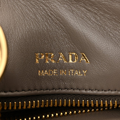 Prada Vitello Daino Soft Large Zippered Messenger Hobo Argilla 6 of 10