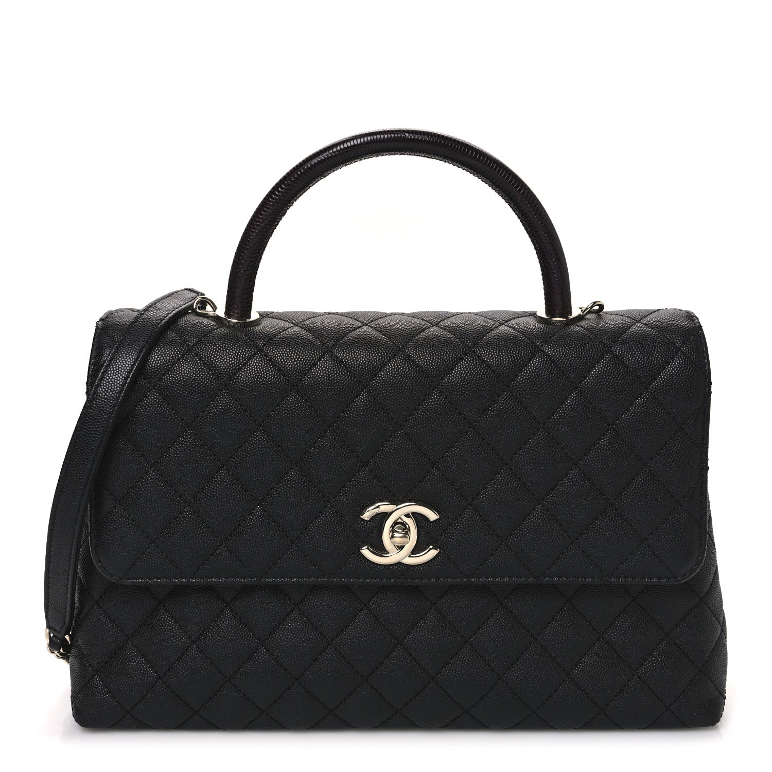 Chanel Caviar Lizard Quilted Medium Coco Handle Flap Black 1 of 10