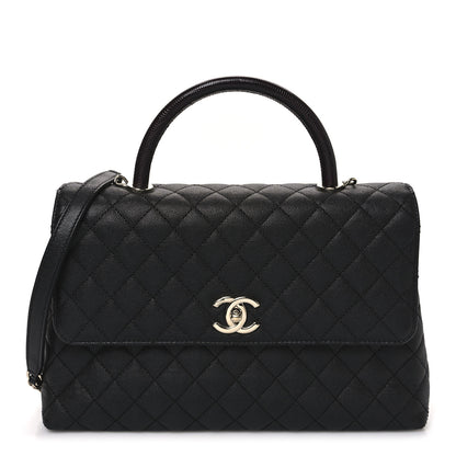 Chanel Caviar Lizard Quilted Medium Coco Handle Flap Black 1 of 10