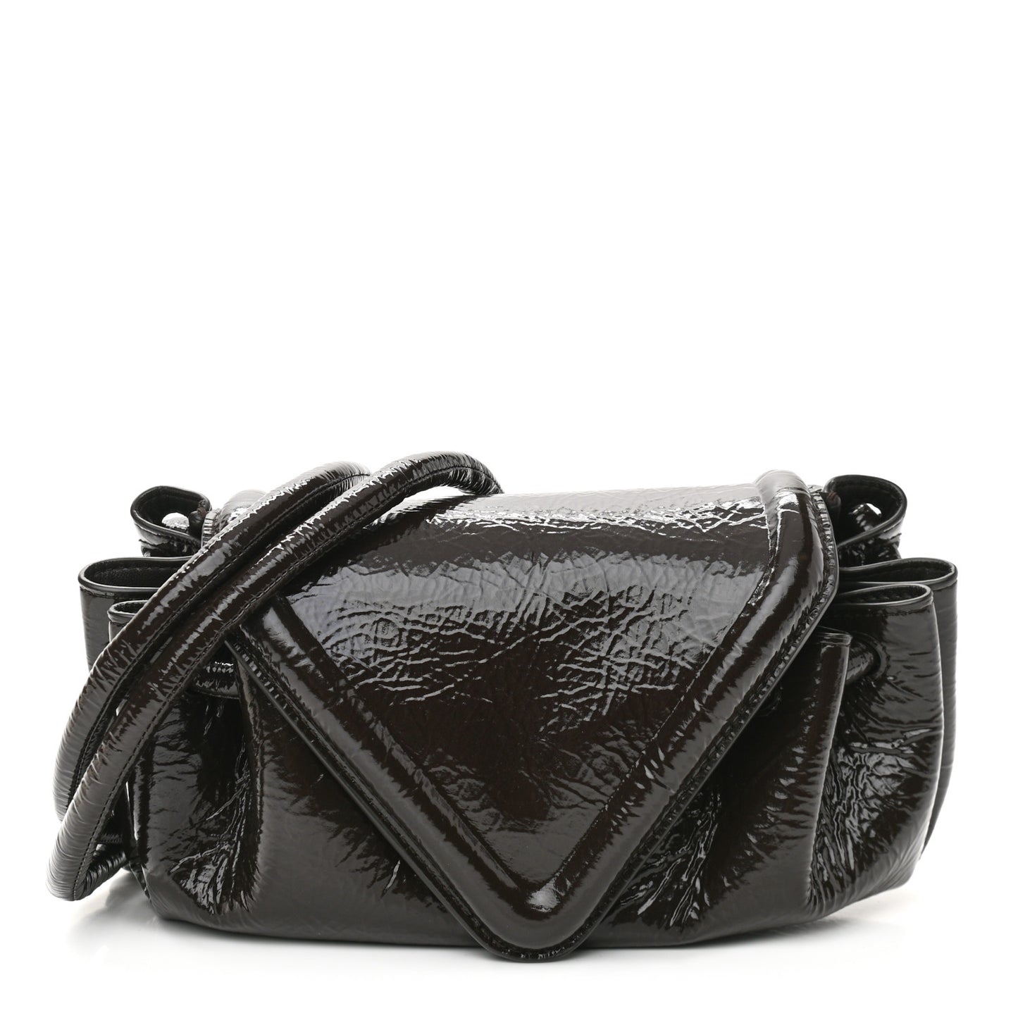 Patent Deerskin Small Beak Triangle Flap Shoulder Bag Fondant