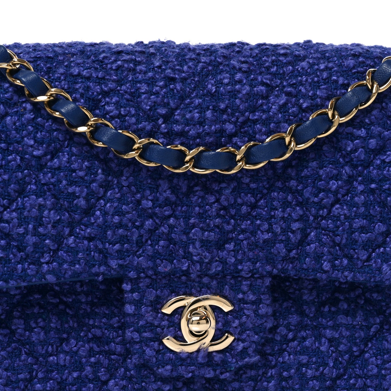 Chanel Tweed Quilted Medium Double Flap Blue 7 of 10