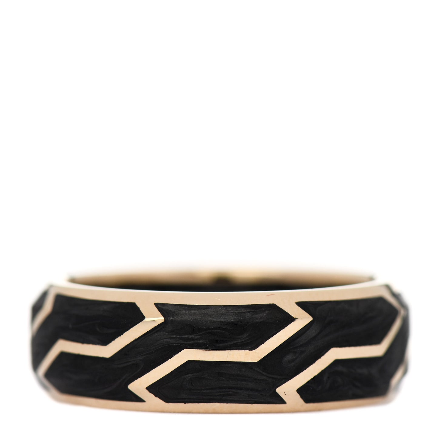 18K Yellow Gold Forged Carbon Band Ring 65 11