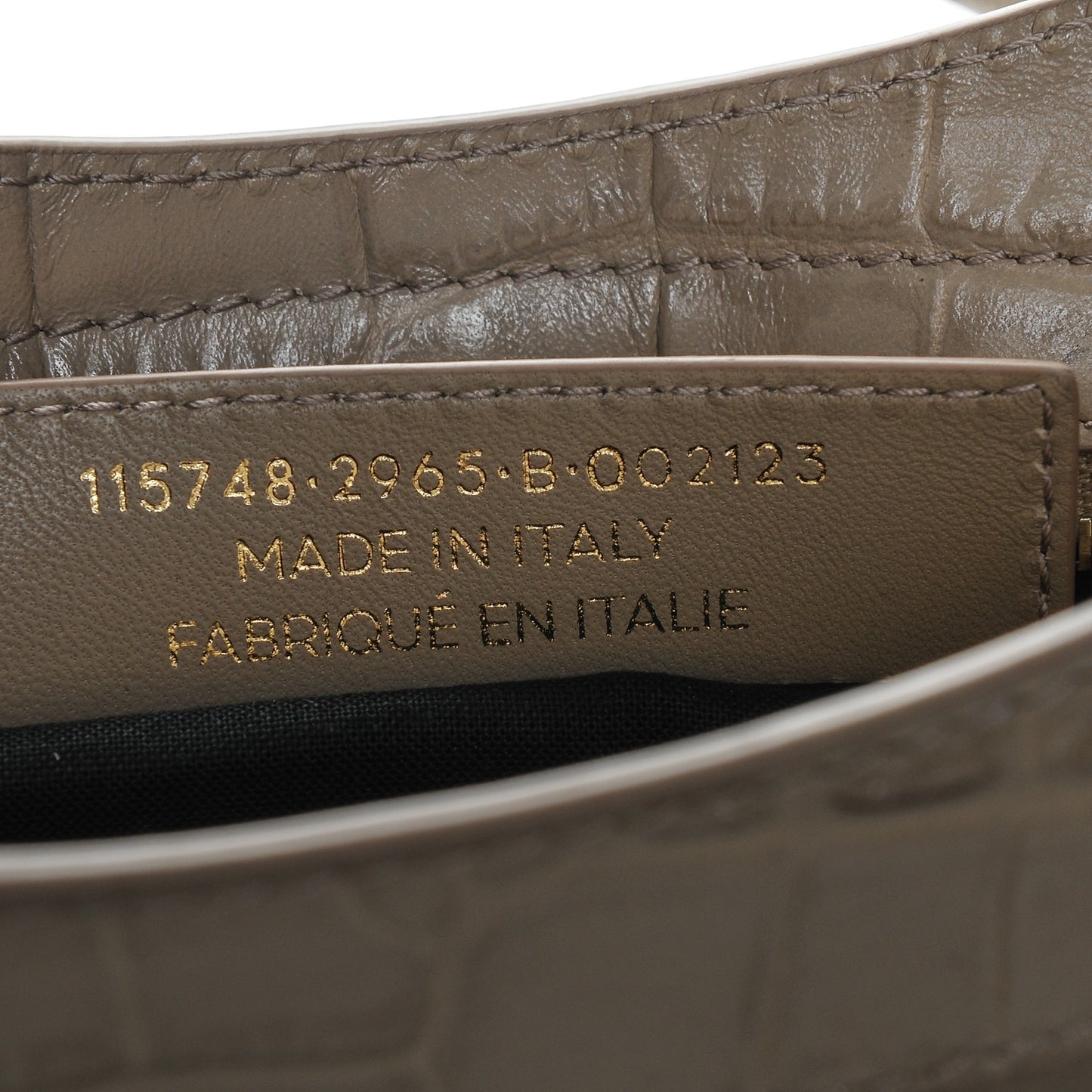 Calfskin Crocodile Embossed Classic Gold Hardware City Beige Latte