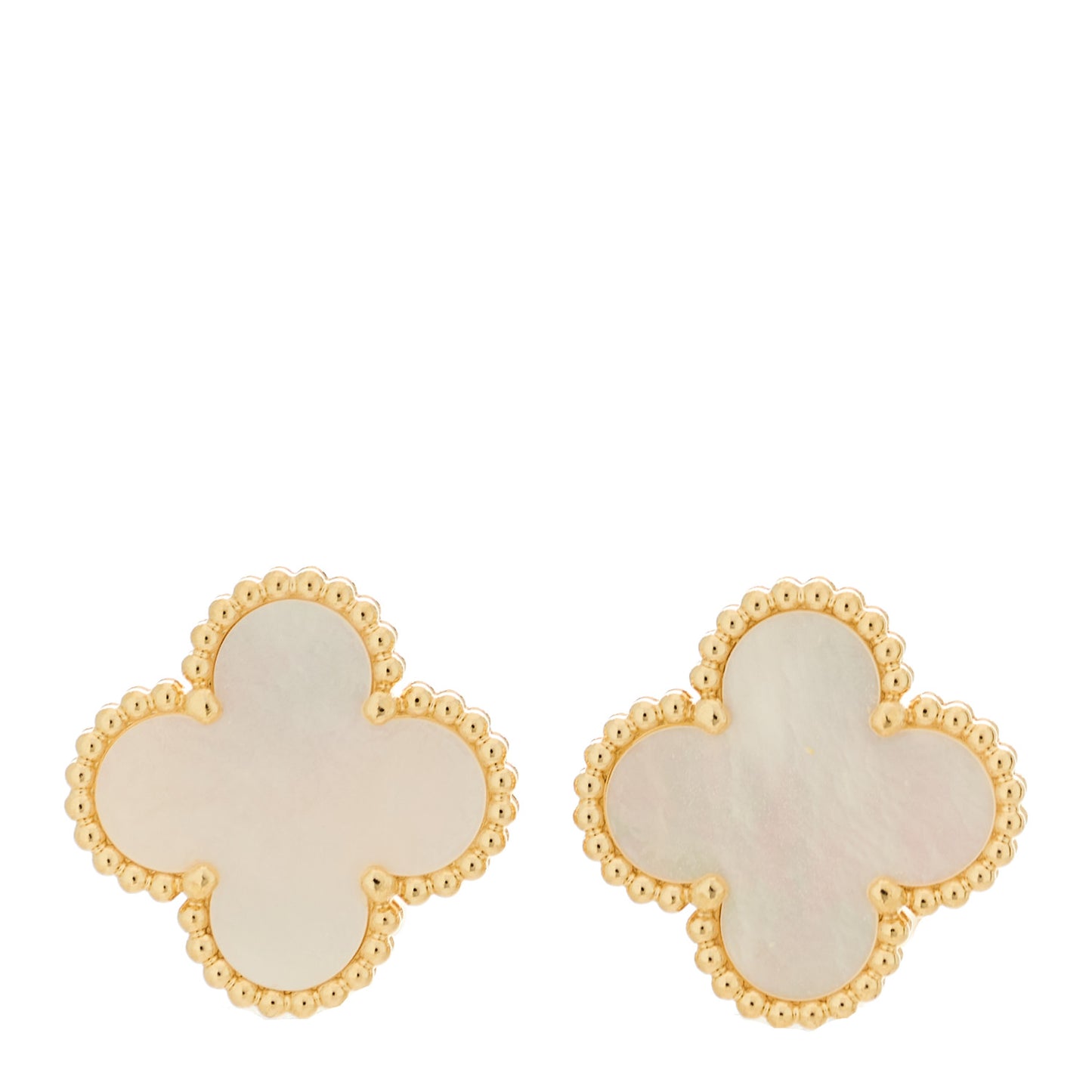 18K Yellow Gold Mother of Pearl Vintage Alhambra Earrings