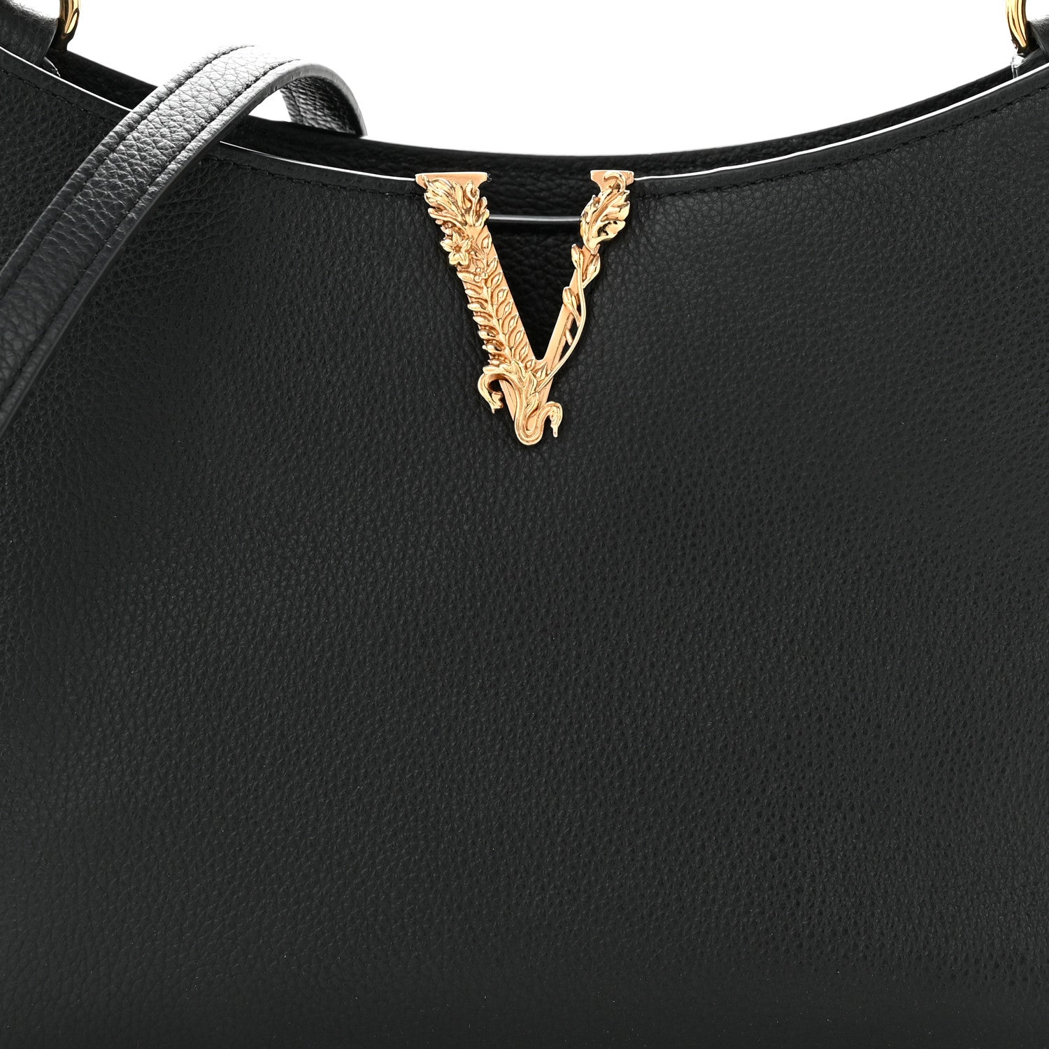 Versace Calfskin Small Virtus Hobo Black 7 of 9