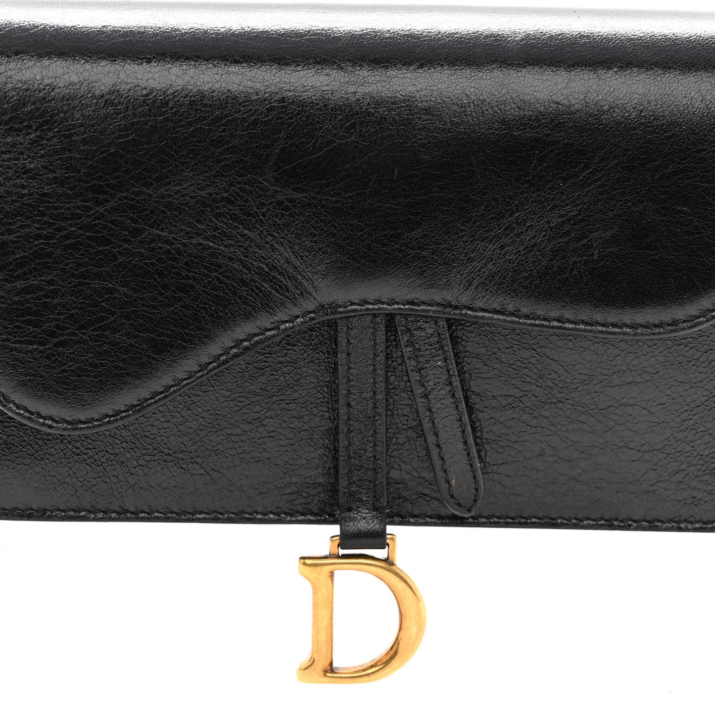 Crinkled Lambskin Saddle Belt Black