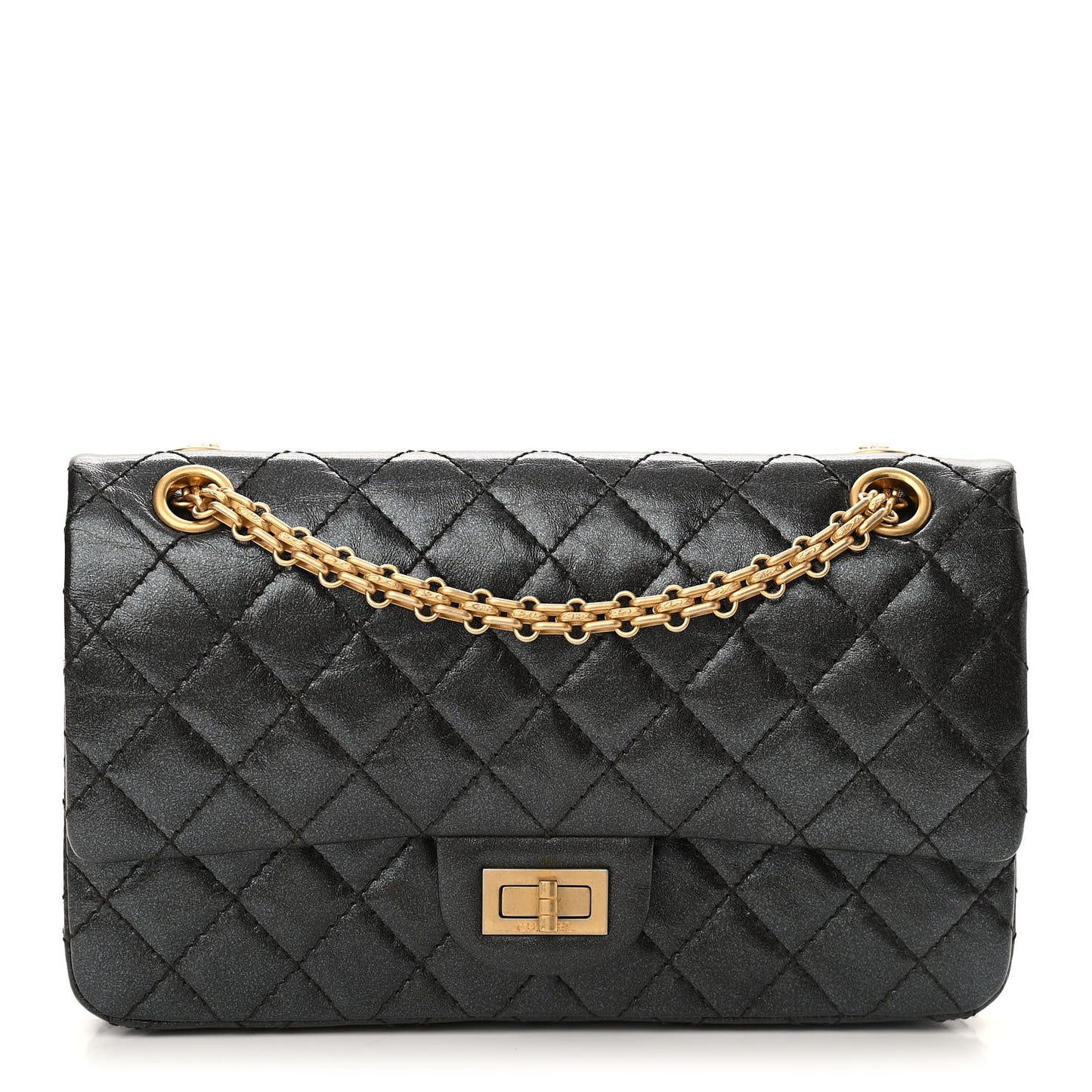 Iridescent Calfskin Quilted 2.55 Reissue 225 Flap Ruthenium