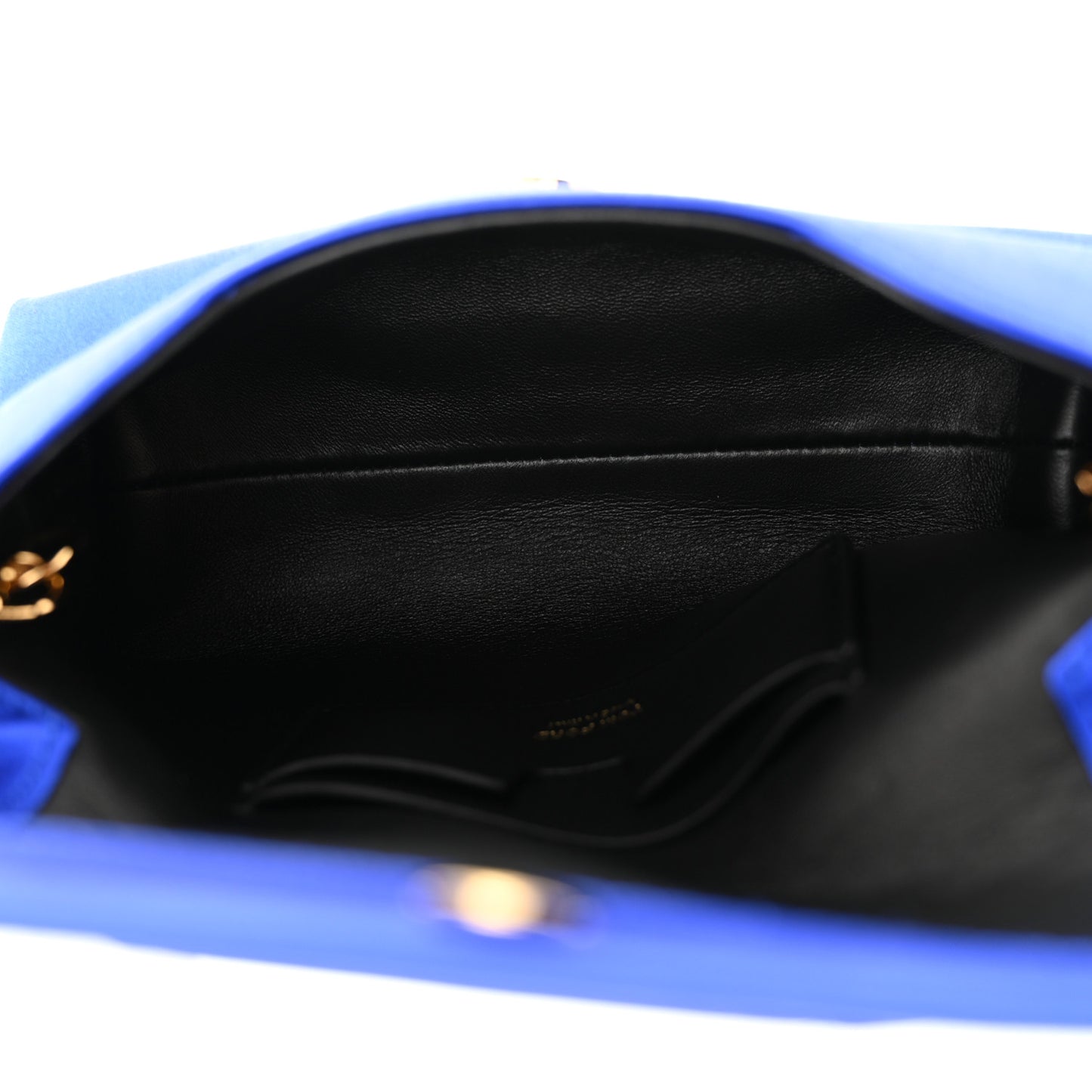 Satin Mini Label Chain Shoulder Bag Electric Blue