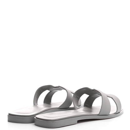 Hermes Epsom Oran Sandals 37.5 Bleu Glacier 4 of 8