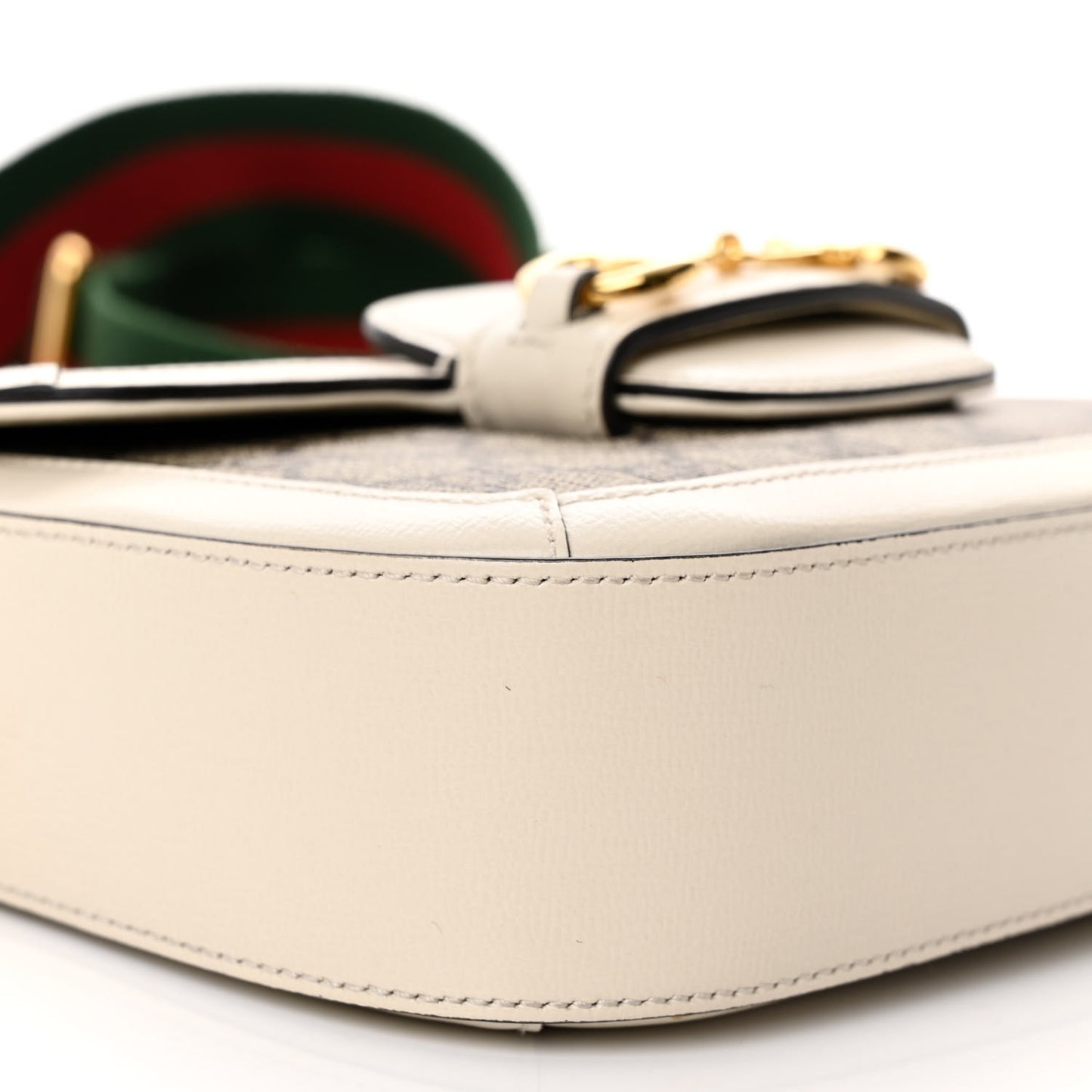 GG Supreme Monogram Web Mini Horsebit 1955 Shoulder Bag Beige Mystic White