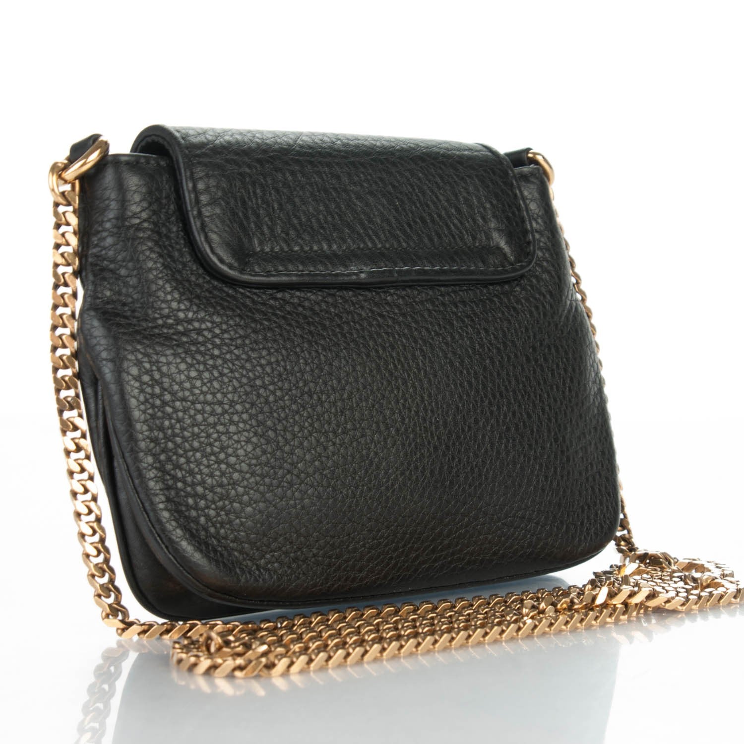 Gucci Pebbled Calfskin Small 1973 Chain Shoulder Bag Black 3 of 7