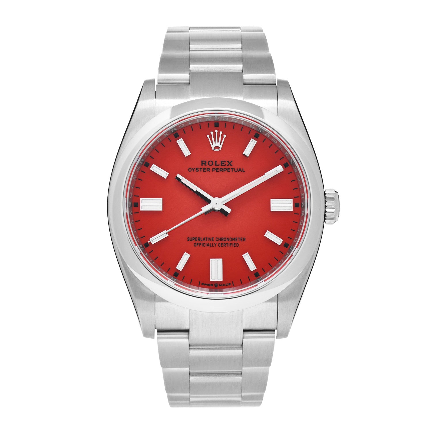 Rolex Stainless Steel 36mm Oyster Perpetual Watch Coral Red 126000 1 of 5