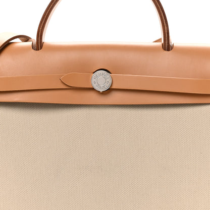 Hermes Military Toile Vache Hunter Herbag Zip Retourne 31 PM Beton Naturel 9 of 12