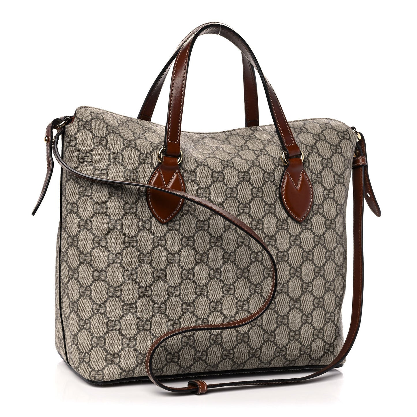 GG Supreme Monogram Linea A Foldover Tote Brown
