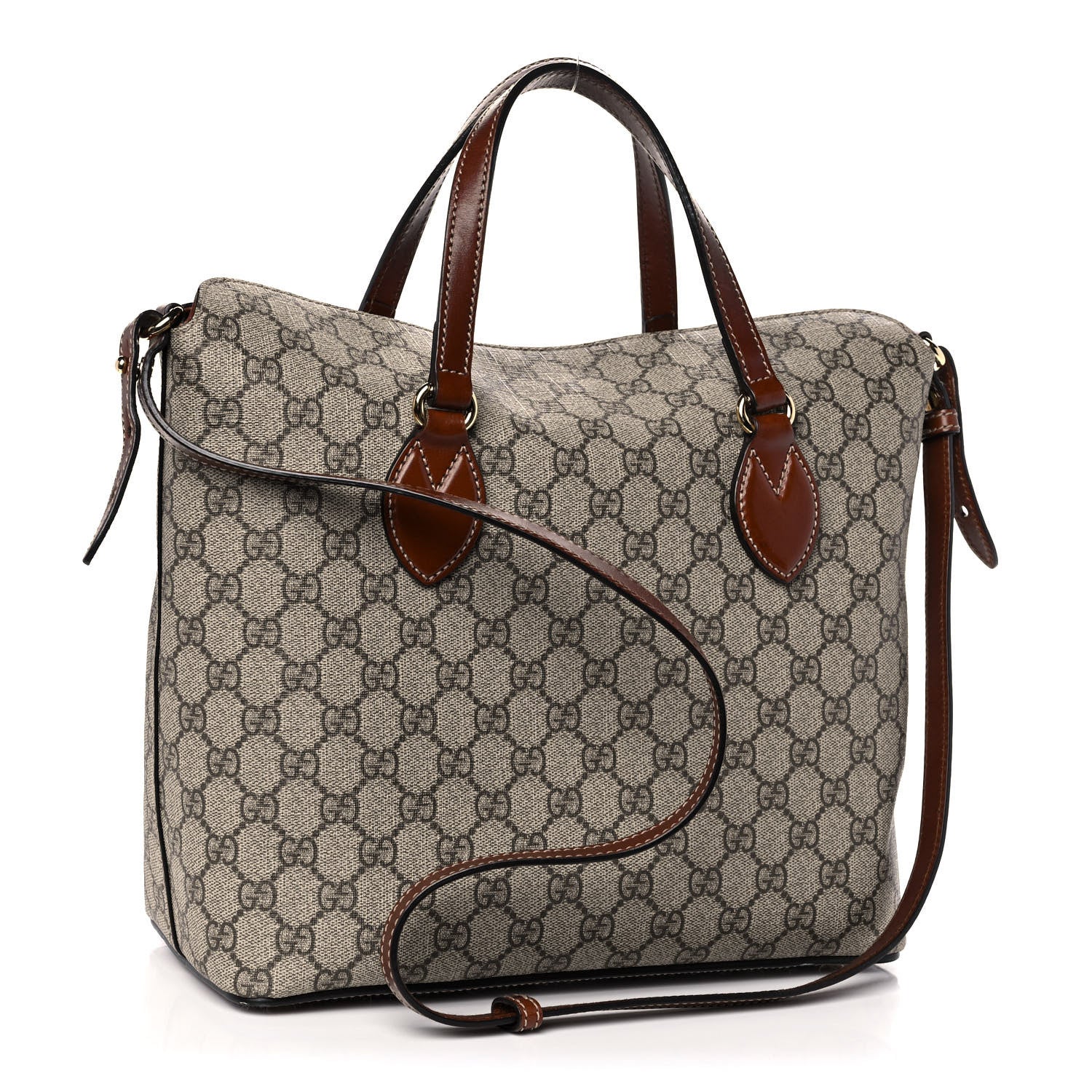 Gucci GG Supreme Monogram Linea A Foldover Tote Brown 3 of 18