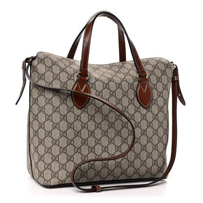 Gucci GG Supreme Monogram Linea A Foldover Tote Brown 3 of 18