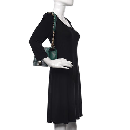 Chanel Caviar Chevron Quilted Medium Boy Flap Green 2 of 11
