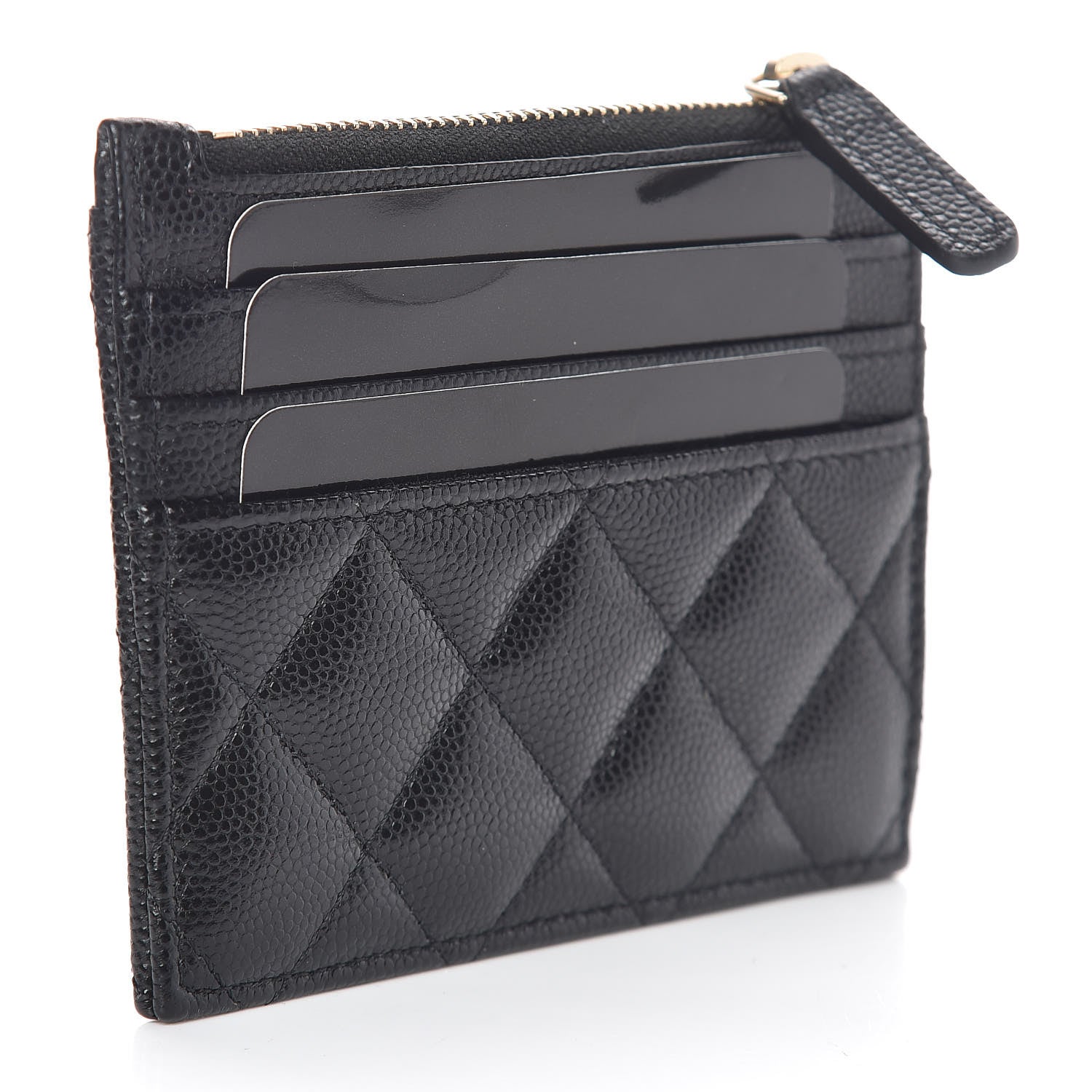 Chanel Caviar Quilted CC Zip Card Holder Black 3 of 8