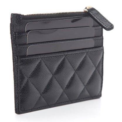 Chanel Caviar Quilted CC Zip Card Holder Black 3 of 8